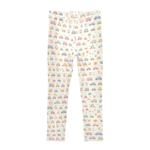 KLL Cartoon Cars Collection Toddler Girls' Cotton Leggings Fashion High Waisted Athleisure Pants Running2