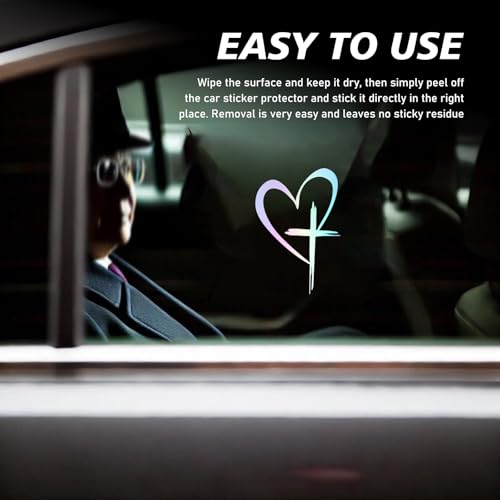 Image of Love Cross Sticker Decal, Love Heart Sticker Decal, Vinyl Car Stickers, 8.7 inchx6 inch Waterproof Decal, for Cars, Windows, Bumpers, Trunks, Notebook, Car Exterior Decorative Stickers (Multicolored)