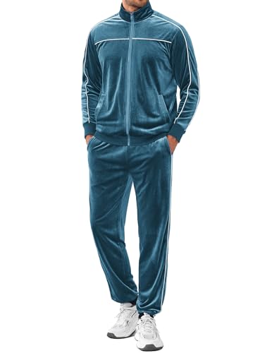 COOFANDY Mens Velour Tracksuit Set Jackets And Pants 2...