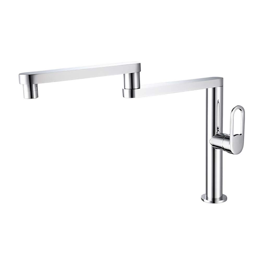 COSZWQDP Kitchen Sink Faucet Dual Function Spray & Bubbler Foldable Swivel Basin Mixer Taps with Hot and Cold Water Deck Mounted Chrome(Cromo)