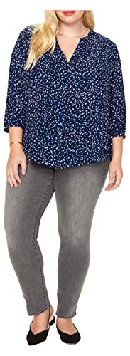 NYDJ Women's Plus Size Pintuck Blouse, Pisco Polka DOT, 2X