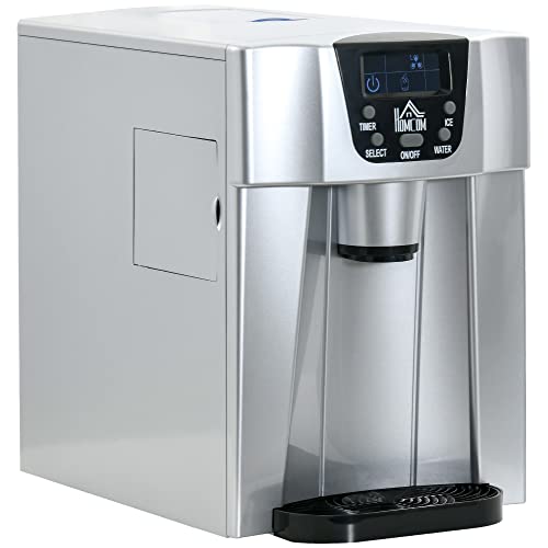 HOMCOM Eiswürfelmaschine, Eiswürfelbereiter 9 Eiswürfel in 6-10 Min., 12kg/24h, Ice Maker mit 2L Wassertank, LCD-Display, Selbstreinigungsfunktion, für Party, Küche, Büro, Bar, Silber HOMCOM Eiswürfelmaschine, Eiswürfelbereiter 9 Eiswürfel in 6-10 Min., 12kg/24h, Ice Maker mit 2L Wassertank, LCD-Display, Selbstreinigungsfunktion, für Party, Küche, Büro, Bar, Silber