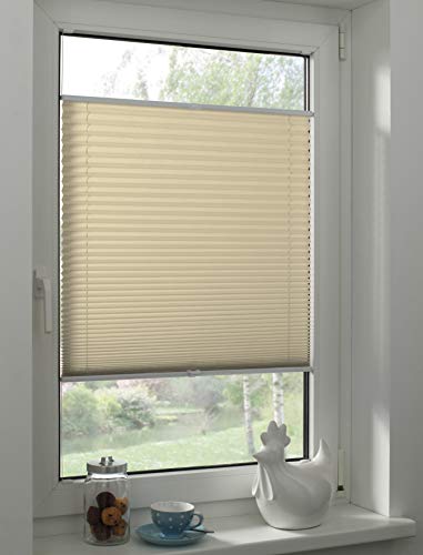 Sunpro24 Plissee auf Maß, Blickdichtes Faltrollo, Klemm-Montage, Sonnenschutzrollo, (B) 71-80 x (H) 121-130 cm, Creme