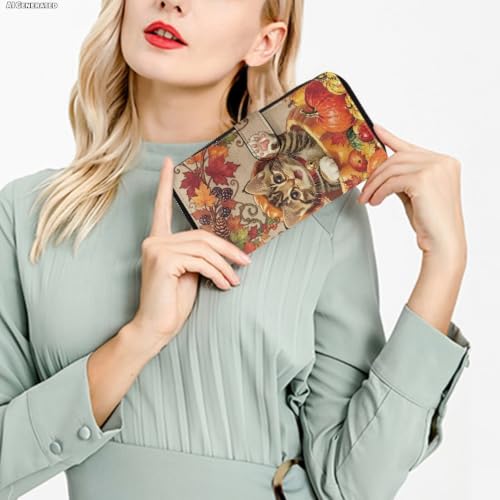 Image of COEQINE Ladies Wallets Pink Leopard Heart Black Printed Leather Phone Long Clutch Purses Check Coin Change Holder