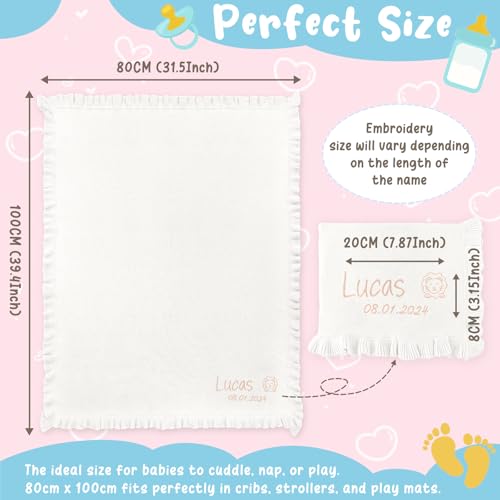 Personalized Baby Blanket - Custom Blanket for Newborns, Infants & Toddlers, 100% Cotton, Custom Name Embroidery, for Baby Shower (30 * 40inch)2