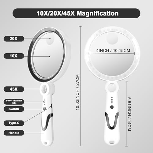 Loupe pour malvoyants avec éclairage puissant 5 LED haute précision - 5