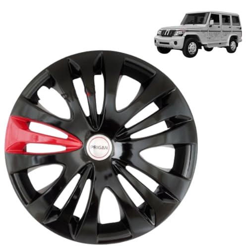 Image of PRIGAN Bolero (New Bolero 2020 Only) Black Red 15 Inch Wheel Cover for Bolero (Set of 4 Pcs) (Press Fitting) Model- Ertiga T1 BRed 15