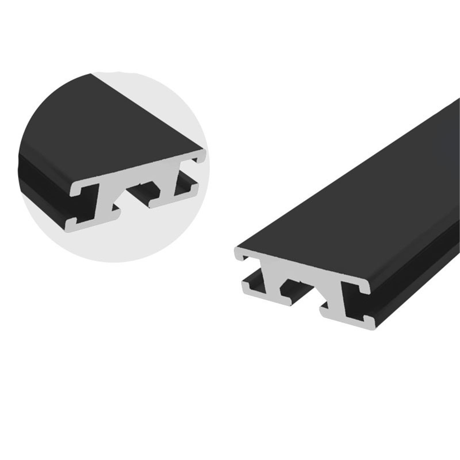 Perfil de aluminio negro 1030 tipo H, 10 x 30 mm, riel de extrusión, ranura de 6,2 mm, marco de riel lineal for carcasa de computadora, muebles de bricolaje Marco(850mm 33.46" long)