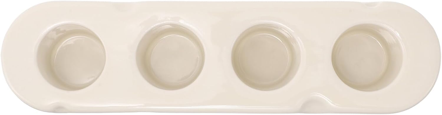 Electric Toothbrush Holder and Toothbrush Tray 4-Slot Ceramic Bathroom Organizer with Toothpaste Dispenser White Countertop Storage for Shower Vanity