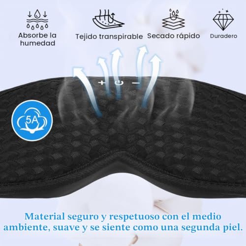 Miniatura 4 de Aoote 3d Antifaz Para Dormir Auriculares Bluetooth Música Inalámbrica,3d Bluetooth Auriculares Para Dormir,Antifaces Para Dormir Auriculares Ultrasuaves,V5.4, 10 Horas De Reproducción