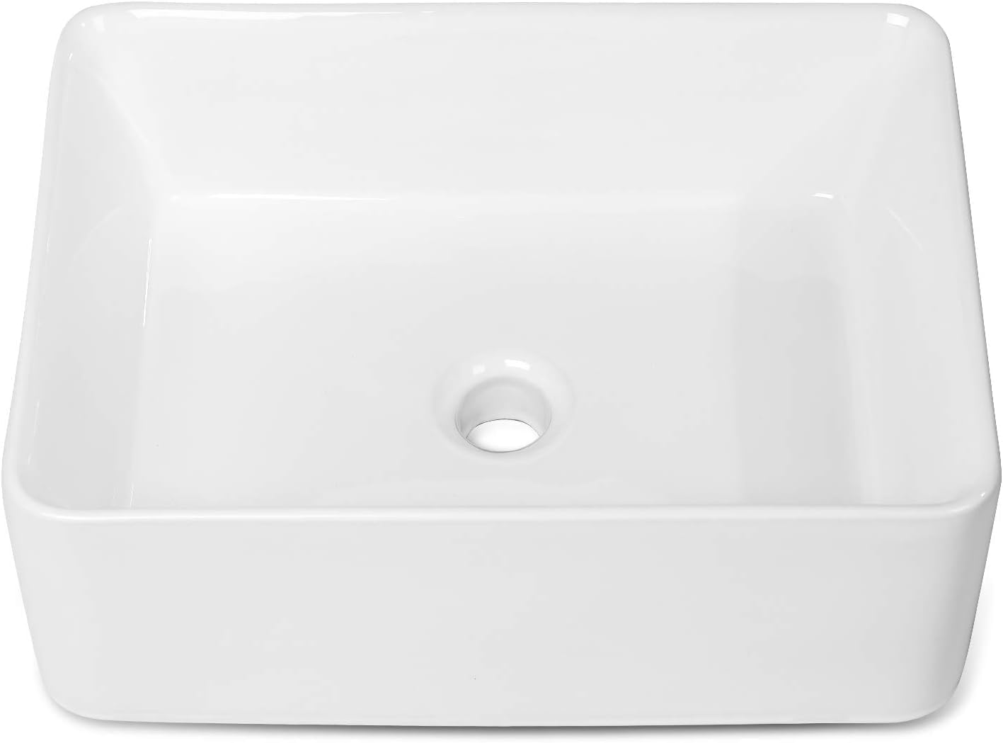 Kichae Rectangular Vessel Sink - 18" x 13" Modern Bathroom Vessel Sink White Porcelain Ceramic Rectangle Above Counter Vessel Vanity Sink Art Basin
