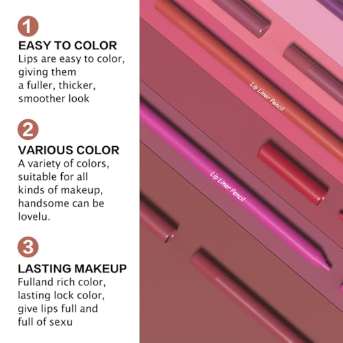 Image of evpct 1Pcs Deep Pink Matte Long Lasting Lip Liner Pencils Makeup for Shaping & Sculpting Lips, No Transfer Long Wear Waterproof Pigmented Lip Liner lipliners Crayon Lipstick Pencil Sharpener 15