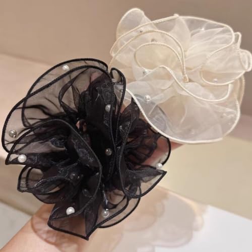 Jkqbux LWXLJ0255-1 2 Pcs Lace Organza Scrunchies Elastic Hair Bands Hair Accessories For Women Girls Elegant Hair Ties Ponytail Thick Curly Hairs thumb #4