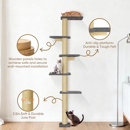 Torre para gatos de pared 5 niveles 80 pulgadas miniatura 3
