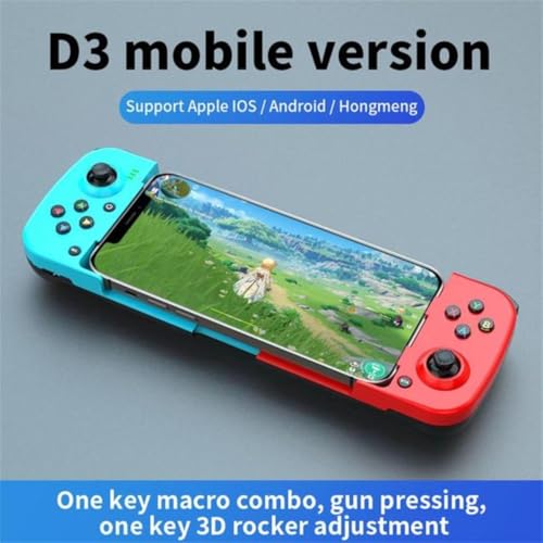 Controle Ajustável Bluetooth para Celular iOS e Android + Cabo Tipo C - Vermelho e Azul