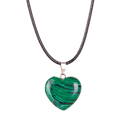 Keyzone 20 Pieces Heart Shaped Stone Pendants Charms Crystal Chakra Beads For Diy Necklace Jewelry Making, 2 Sizes, Assorted Color #TOP5