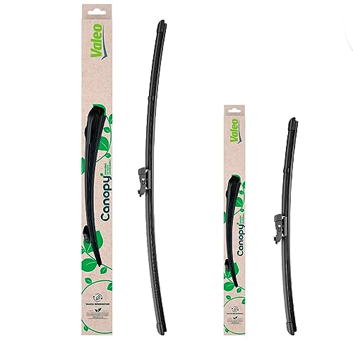 Image of VALEO CANOPY Wiper - Flat Wiper Blade Kit Made from Natural and Recycled Materials CAN76+CAN36 - Front - Lengths: 24 inches+18 inches - (Set of 2 Wiper Blades)