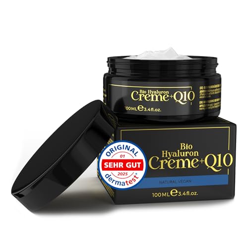 BIO Hyaluron Creme Gesicht + Q10 • 100ml • mit natürlichem UV-Schutz...