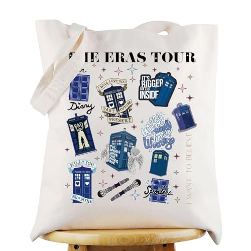 G2TUP Dr Who Tote Bag Doctor Movie Fans Gift Tour Police Box Shoulder Bag Police Box Doctor Merchandise (The Eras TG), Large