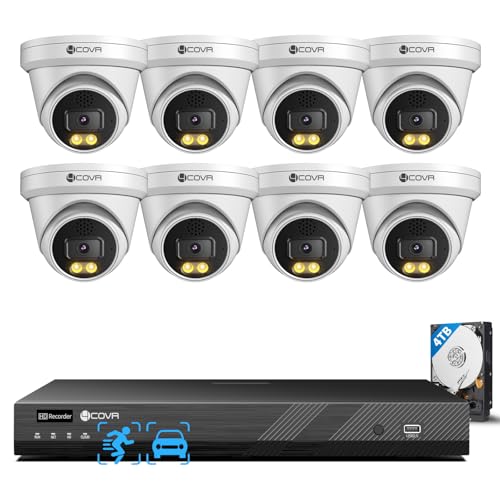 4COVR 12MP Security Camera System 16 Channel PoE for Business, 8X 12MP Wired IP Cameras IP67, 2-Way Audio Talk, Person Vehicle Detection & Smart Color Night Vision, UltraHD NVR 4TB HDD, LY97