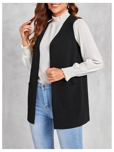 SOLY HUX Women's Sleeveless Blazer Vest Open Front Lightweight Casual Work Office Jacket with Pockets4