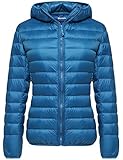 wantdo Women's Hooded Packable Ultra Light Weight Short Down Jacket Acid Blue 2X-Large