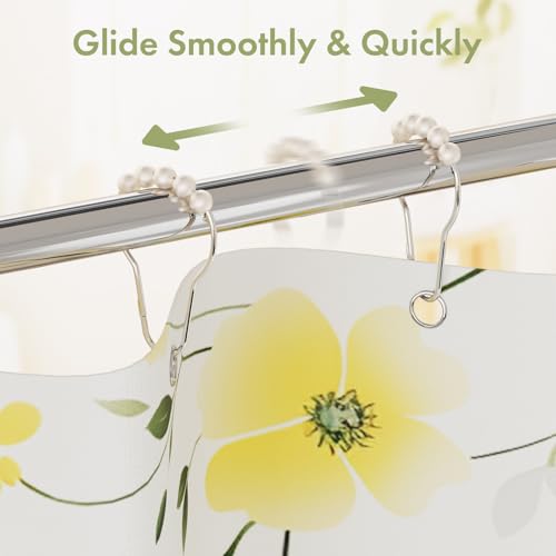 Image of Amazer White Shower Curtain Hooks, Shower Curtain Hooks, Decorative Stainless Steel Shower Curtain Hooks for Bathroom, 12 PCS Shower Hooks for Curtain, Decorative Shower Hooks for Shower Curtain