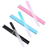 3 Pack Glass Nail Files with Case, Crystal Fingernail File for Women, Double-Sided Glass Files for Natural, Pedicure, Artificial, Fake Nails