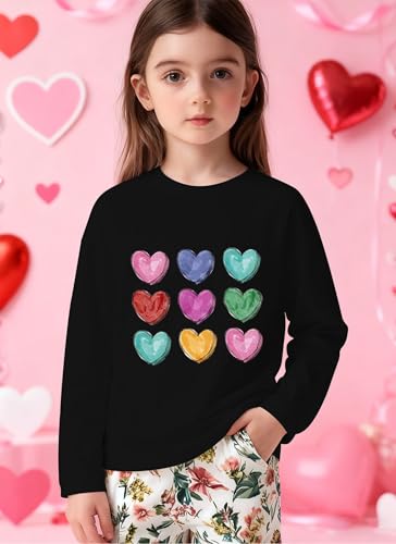 Image of Valentines Shirts for Girls Toddler Cute Love Heart Long Sleeve Casual Tee Tops