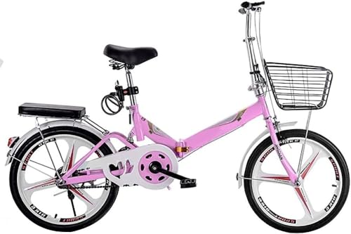 Citybike Klapprad für Erwachsene, Klapprad aus leichter Legierung, Stadtfahrrad mit variabler Geschwindigkeit, faltbares Stadtfahrrad mit Schnellfaltsystem (Color : Pink, Size : 50,8 cm)