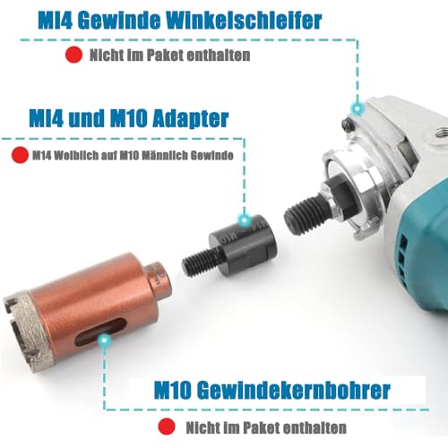HaoTrade 2Stück Winkelschleifer Adapter Konverter, Gewindebohrer-Adapter, Gewindekonverter, M14 Innengewinde auf M10 Außengewinde Adapters für Winkelschleifer Polierer Bohrer Anschluss Konverter Adap