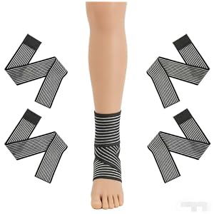 Set van 4 kniebraces 70 cm, gecomprimeerde kniesteun en sportbandage voor krachtsport, fitness en training, elastische bandage voor knieën, armen, ellebogen, kuiten, hand, enkels
