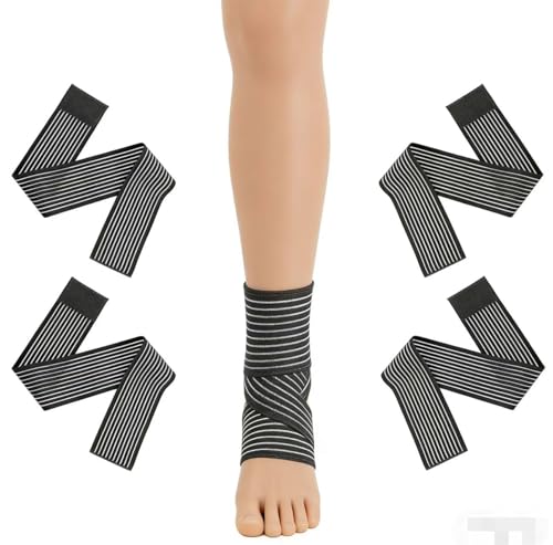 Set van 4 kniebraces 70 cm, gecomprimeerde kniesteun en sportbandage voor krachtsport, fitness en training, elastische bandage voor knieën, armen, ellebogen, kuiten, hand, enkels