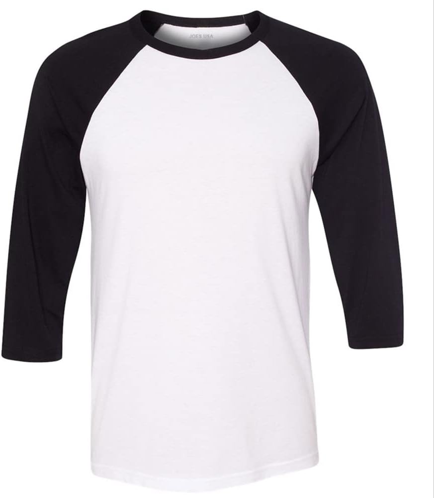 Joe's USA - Three-Quarter Sleeve Baseball Raglan Shirts in 21 Colors. XS-2XL