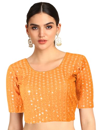 Image of Chandrakala Readymade Blouses for Women Sarees,Stretchable(B202-P)