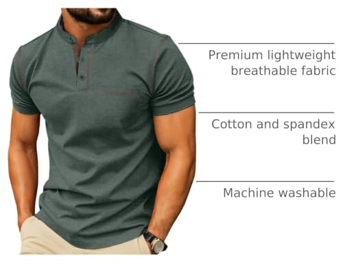 Image of Sailwind Mens Henley Shirts Short Sleeve Summer Casual Classic Cotton T Shirts Pocket Button Shirt