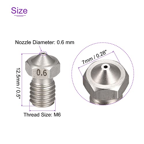 Image of DMiotech 4 Pack 0.6mm 3D Printer Nozzle Stainless Steel Nozzle for V5 V6 Extruder, 1.75mm Filament