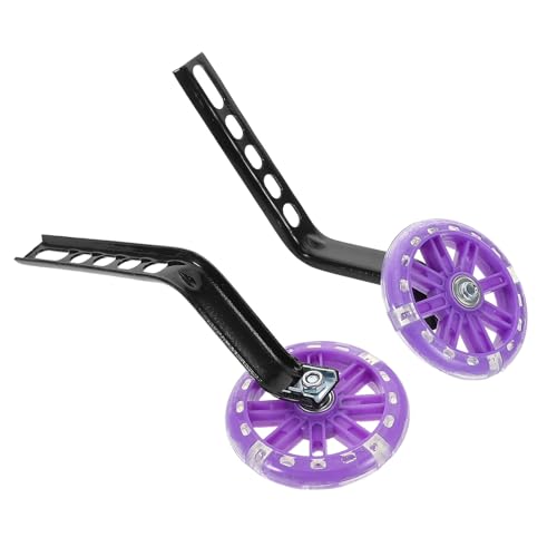 Set de Ruedas de Entrenamiento para Bicicleta SOLUSTRE con Estabilizadores Auxiliares Morados Intermitentes, Ruedas de Soporte Universales Resistentes para Aprender y Equilibrar en Bicicleta miniatura 1