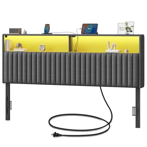 Opiniones y reviews de Cabecera King los mejores 5. 43 Rolanstar - Cabecero para Cama King Size con Almacenamiento, Tablero de Cabeza con Puerto USB y Tipo C, 60.000 Colores de luz LED, tapizado de Terciopelo, Altura Ajustable,...