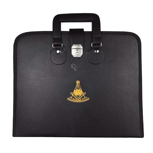 PAST MASTER BLUE LODGE APRON CASE - BLACK IMITATION LEATHER MM, WM, PROVINCIAL | Soft Handle (MM/WM)