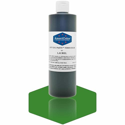 AmeriColor, Laurel, botella de 13.5 onzas, pasta de gel suave, colorante alimentario