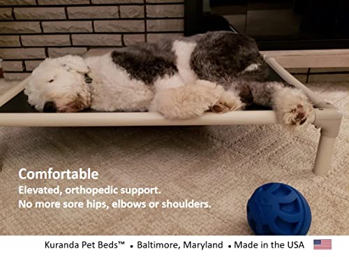 Kuranda Elevated Outdoor Bed - Almond Pvc - Large - 40" X 25" - Ballistic - Smoke #TOP3