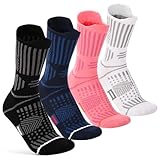 Jspupifip 4 Pairs Running Compression Socks for Men Women Athletic Crew Socks for Hiking Cycling Basketball Running Sports 8-12