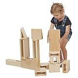 ECR4Kids Junior Hollow Block Play Set, Lightweight Wooden Building Blocks for Kids' Play, Educational Toy with Assorted Shapes, Natural Finish (16 Pieces)