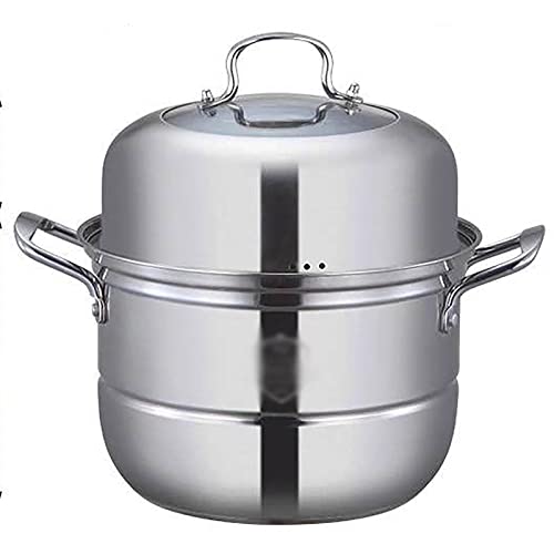 MIIKHI Olla de sopa con tapa, olla de vapor/olla de acero inoxidable 304, olla de vapor para el hogar, cocina de inducción gruesa, cocina de gas, rollos de pescado al vapor