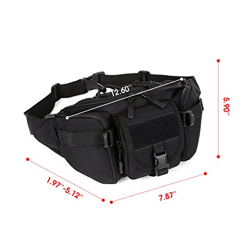 Unistrengh Tactical Waist Pack Military Fanny Belt Pouch Waterproof Wr Bum Bag For Outdoor Climbing Fishing Running Hunting Fit Iphone 8 7 7Plus (Black) #TOP1