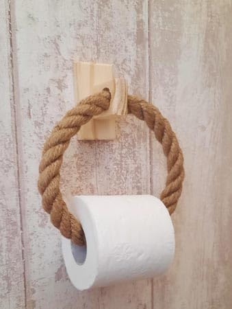 Solenzo - Porta rotolo di carta igienica stile vintage, porta asciugamani in corda industriale