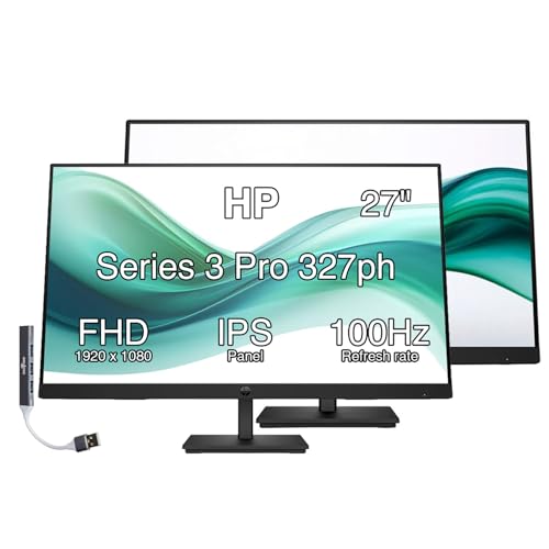 Image of HP Series 3 Pro 327ph 27 inch FHD IPS Monitor (2-Pack) Anti-Glare, Flicker Free | 5ms Response Time, Built-in 2x2W Speakers, Height Adjustable, VESA Mount, HDMI & Dockztorm USB Port Expander (B0CG8UT#ABA)