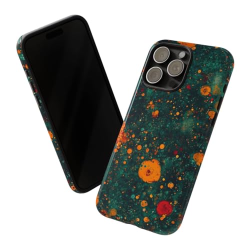 Coque iPhone 15 Pro Max motif abstrait bulles orange et bleu sarcelle résistant - 2