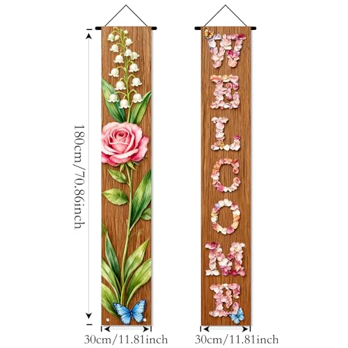 Image of Nuxovilar Lily Rose welcome Porch Banners 12x70 Inches Polyester